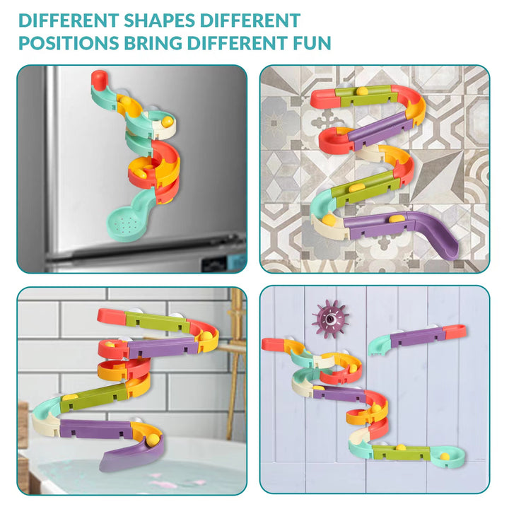 Bath Toy 56Pcs Set Vibrant Bath Time Adventure Toy Set: Colorful Water Chutes & Adorable Animal Friends for Splashy Fun!