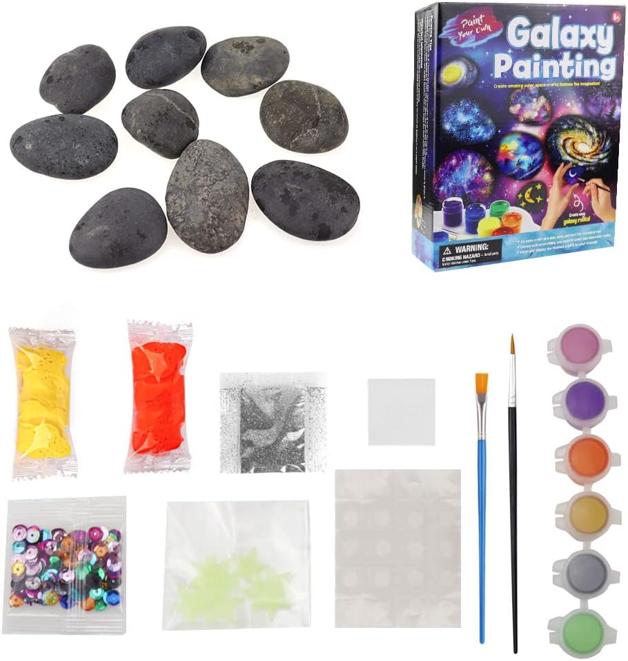 Kit de pintura de piedra galaxia: conjunto de arte cósmico para exploración creativa y manualidades celestiales de bricolaje
