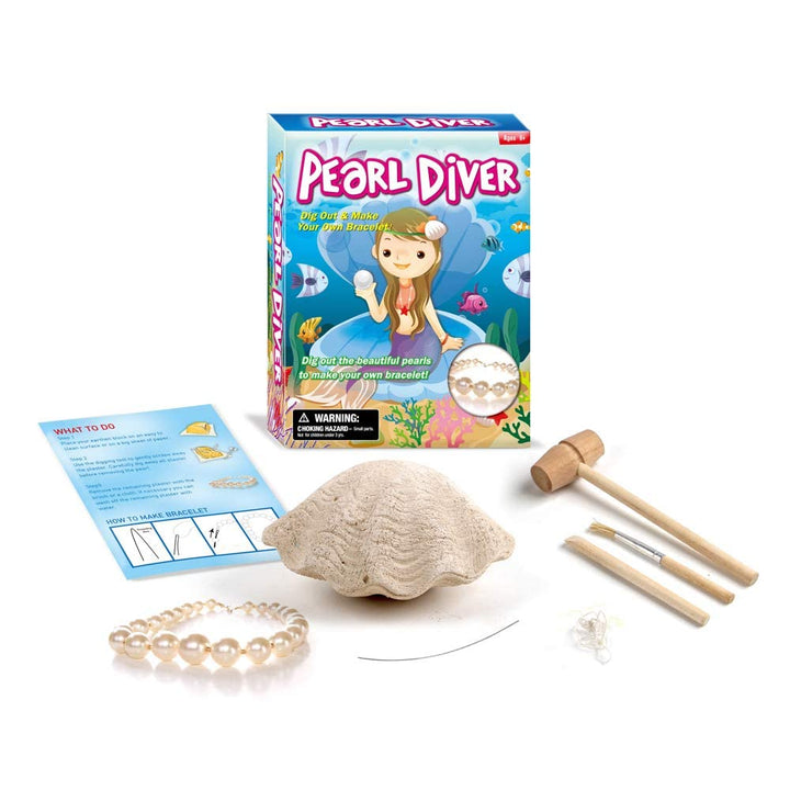 Pearl Diver - Magical Oyster Discovery Kit & DIY Bracelet Craft Set for Kids