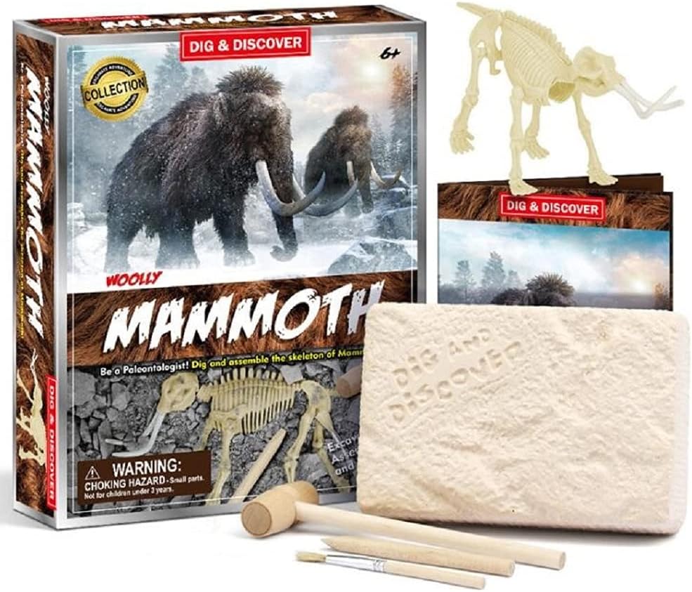 Kit de excavación de mamut lanudo Dig &amp; Discover: descubra secretos prehistóricos con herramientas paleontológicas de primera calidad