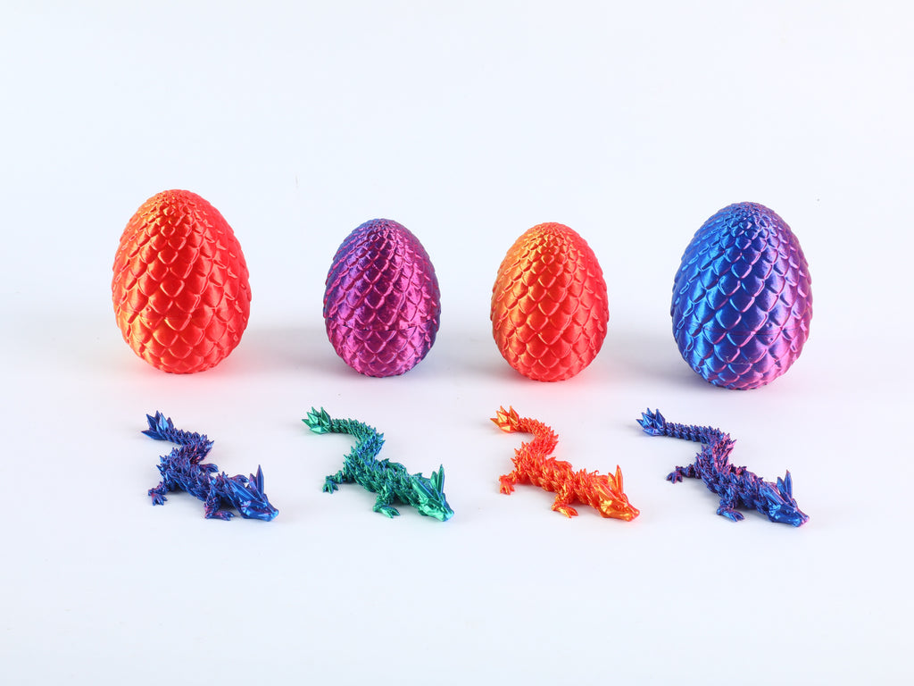 Dragon Egg & Hatchling Set – 4 Scale-Textured Eggs with Baby Dragons, Fantasy Collectible Desktop Decor