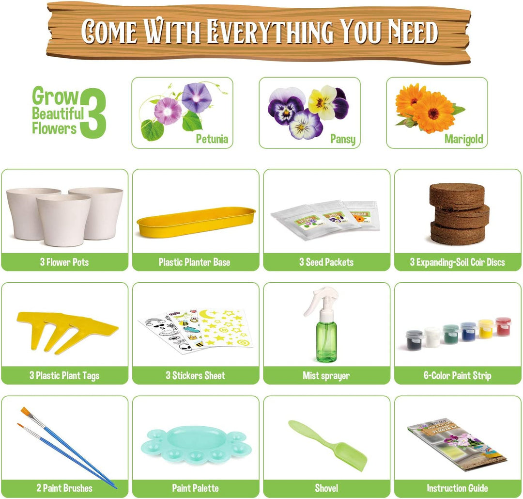 [EDM070] Crece la creatividad: kit de bricolaje para plantar flores para niños