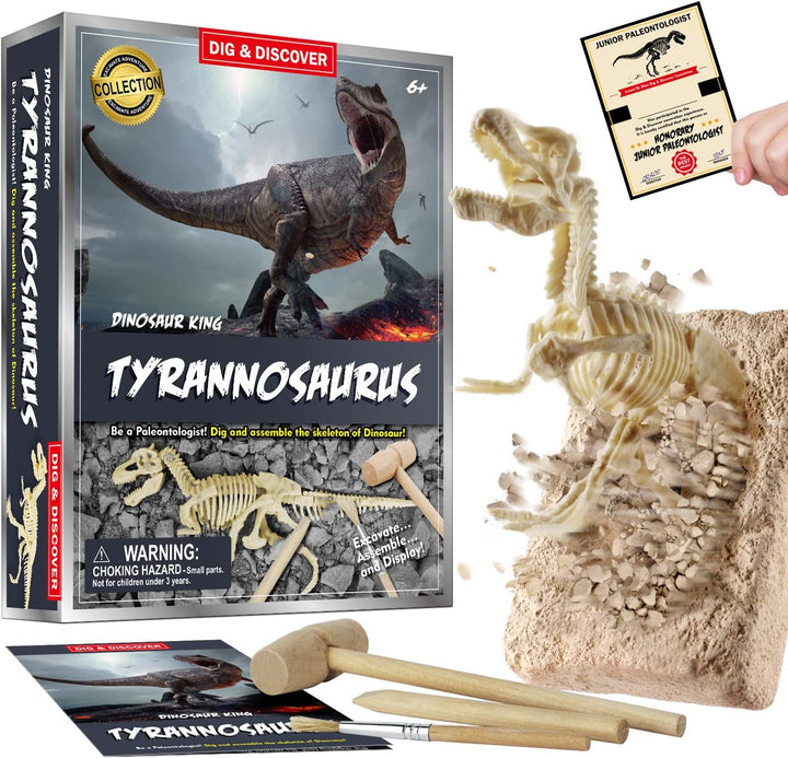 Kit de excavación de dinosaurios: excava y ensambla un esqueleto realista de T-Rex: ¡regalo educativo perfecto para niños y adultos!