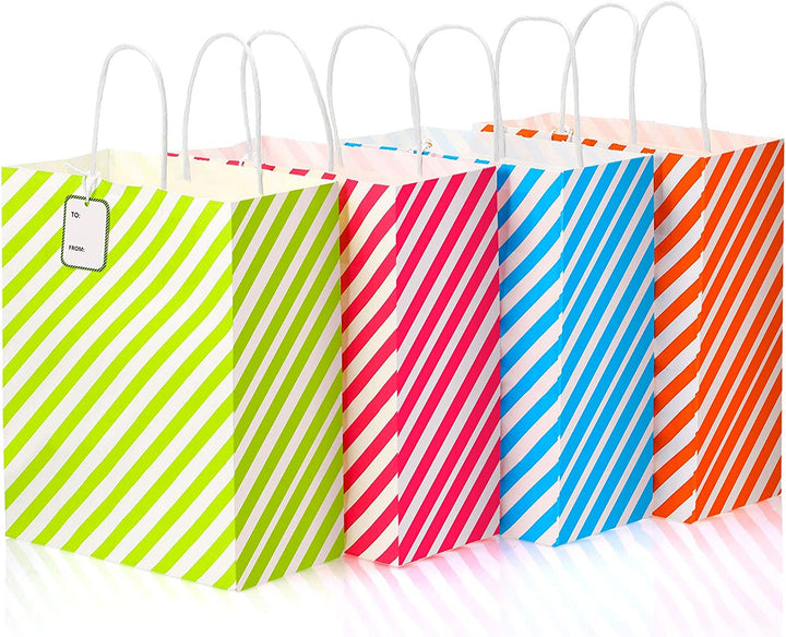 [KA032801] 28 Pcs Colorful Striped Paper Bags