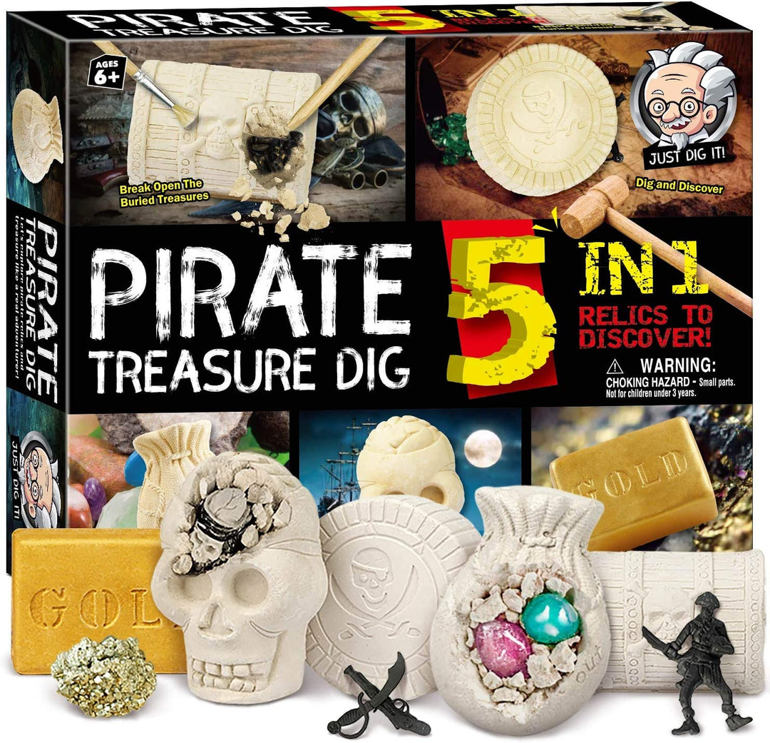 [EDM042] Descubre 5 tesoros escondidos: ¡Emocionante kit de excavación pirata!