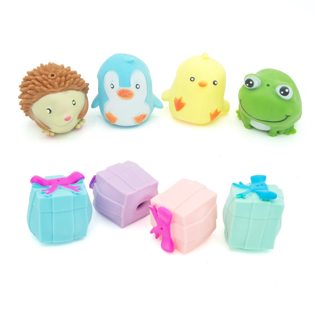 [230127] 12 Pcs Flip, Squeeze, and Relax with Soft Rubber Stress-Relief Animal and Gift Box Shaped Decorative Toys