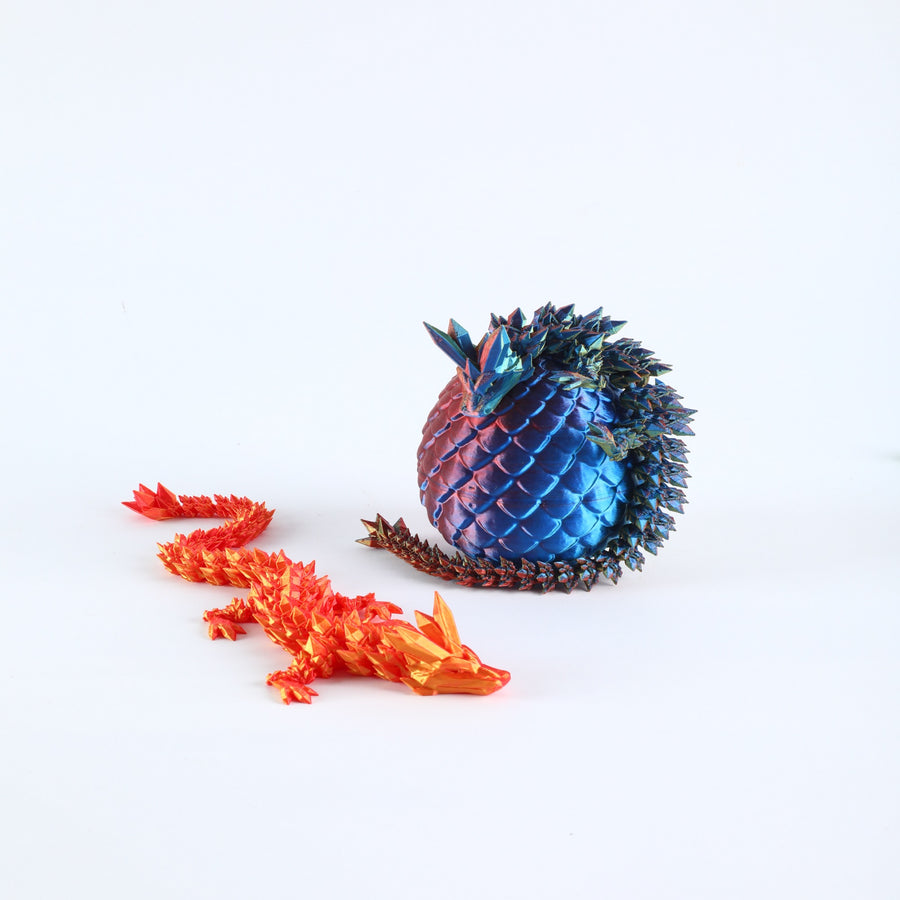 Baby Dragon in Spiked Egg – Fantasy 3D Printed Collectible with Mini Hatchling, Desktop Decor for reptile Lovers