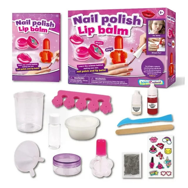 Kit DIY de ciencia de la belleza: cree esmalte de uñas y bálsamo labial personalizados: ¡artesanía divertida y educativa para niños!