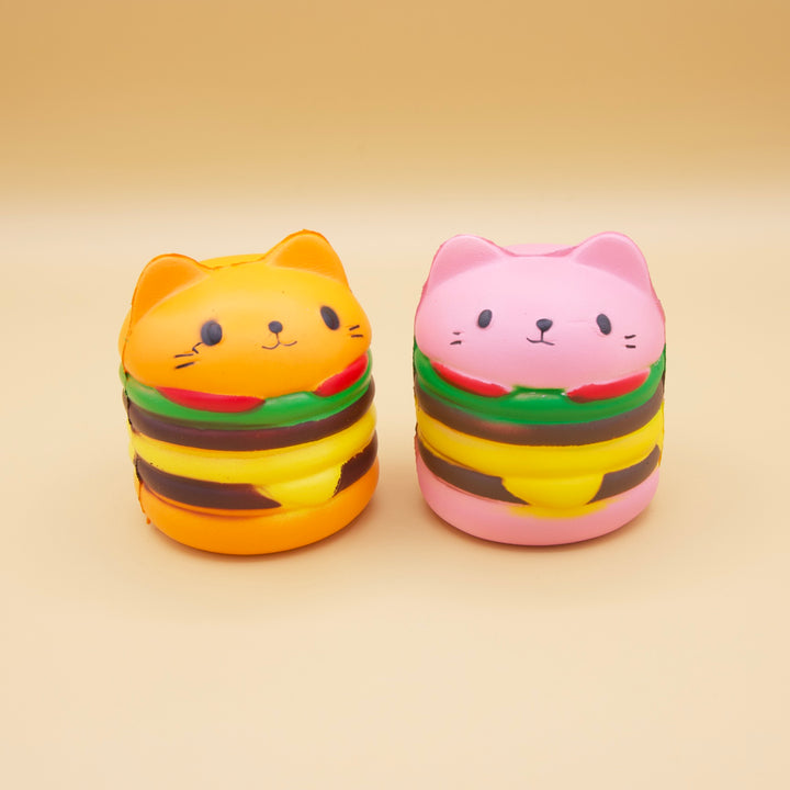 #230103 12 piezas Squishy de hamburguesa con forma de gato sonriente y de crecimiento lento