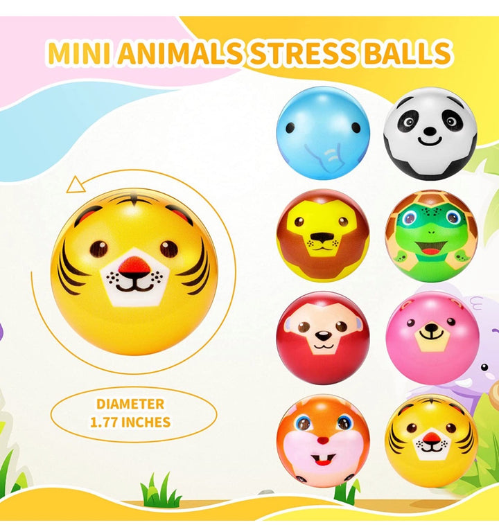 Mini bola de animales para aliviar el estrés, 20 piezas, en un paquete de animales de zoológico