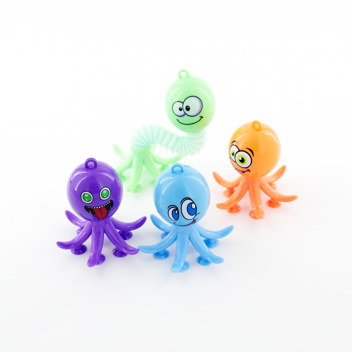 [20220321] 12Pcs Pop Tube Retraceable Sucker Octopus Keychain Decoration Fidget Toy With Light