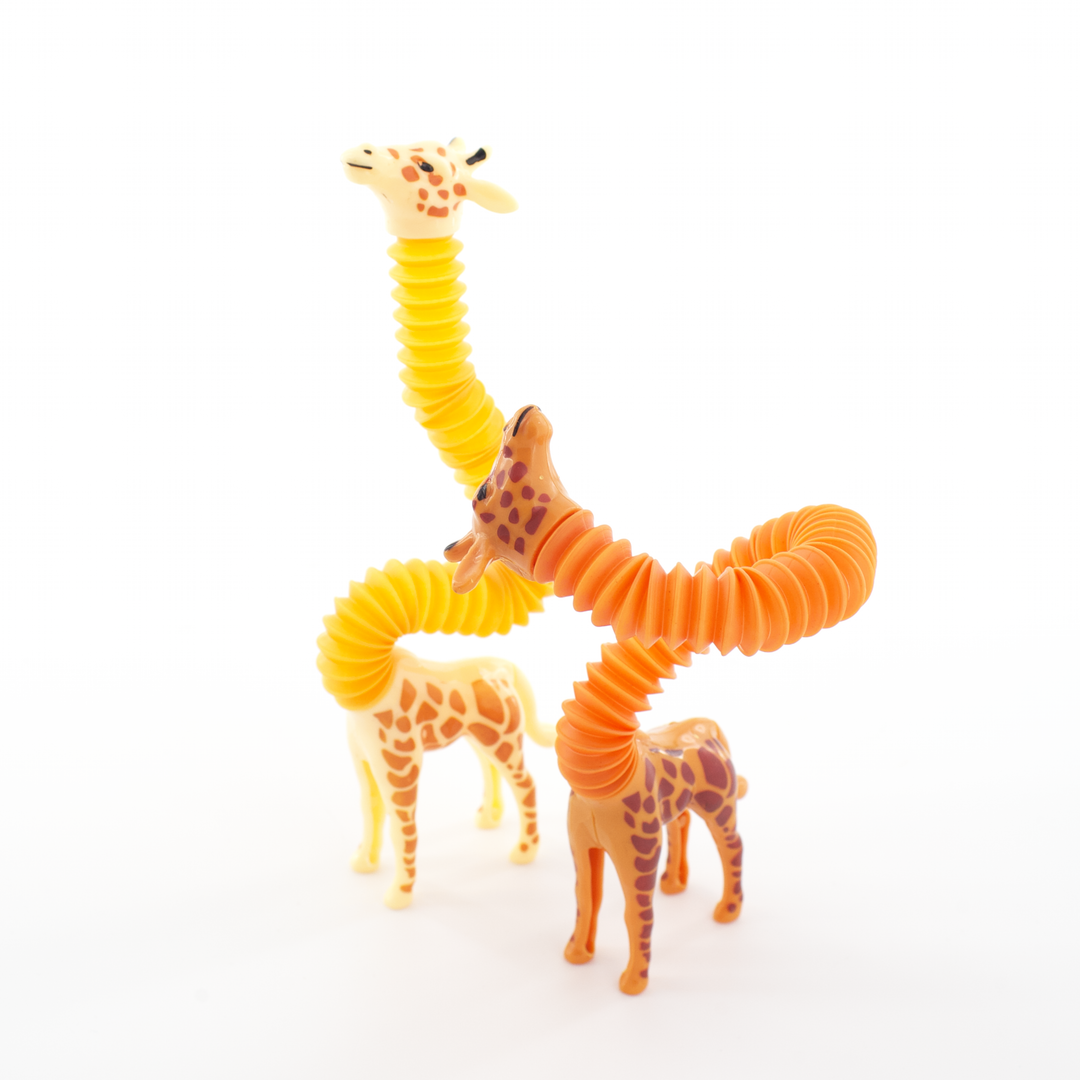 [20220325] 24Pcs Pop Tube Retraceable Giraffe Fidget Toy with Light-Up Feature - Two Colors, 24 pcs in a Display Box