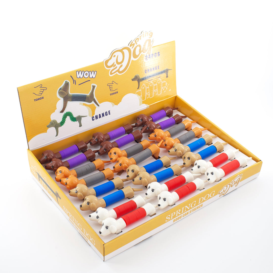 [20220328] 24 piezas Pop Tube retráctil Doggy Fidget Toy - Paquete de 24 en caja expositora, 4 colores