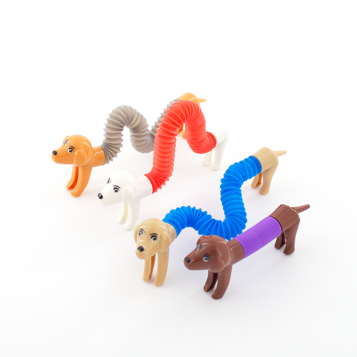[20220327] 24Pcs Pop Tube Retractable Doggy Fidget Toy with Light-Up Feature - 24 pcs in Display Box