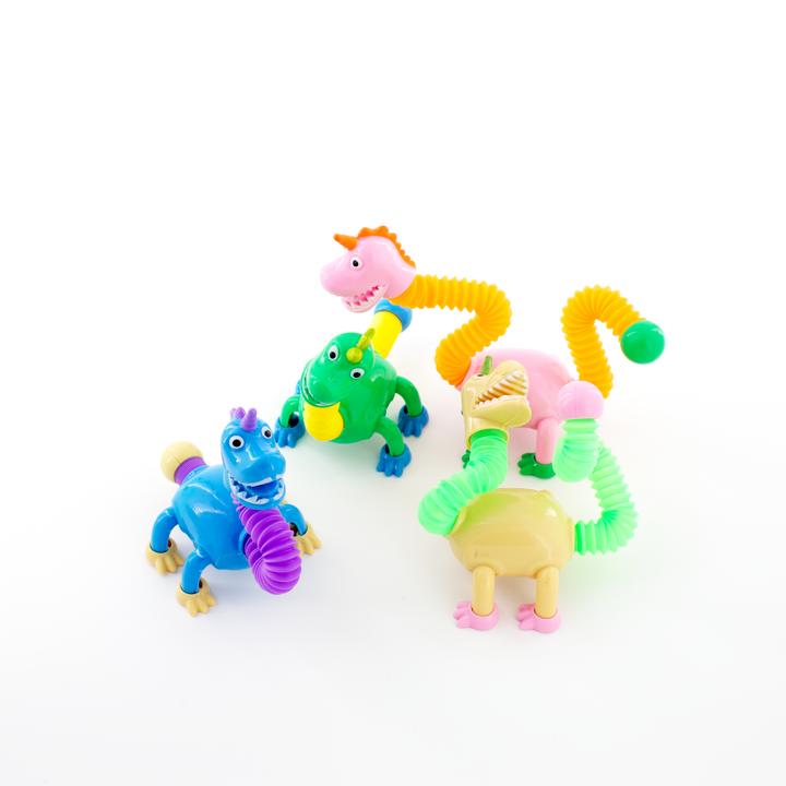 🌟 Paquete de 12 tubos luminosos de dinosaurio pop: figuras de juego que se estiran, doblan e iluminan