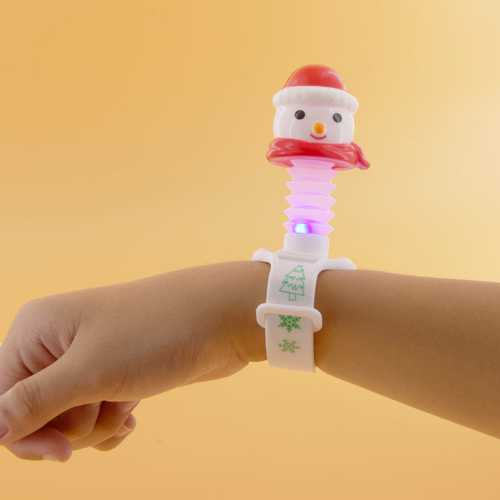 24-Piece Festive Christmas Light-Up Wristbands - Santa, Reindeer, Snowman Themed, Stretchable and Multicolored, Ideal for Seasonal Retail