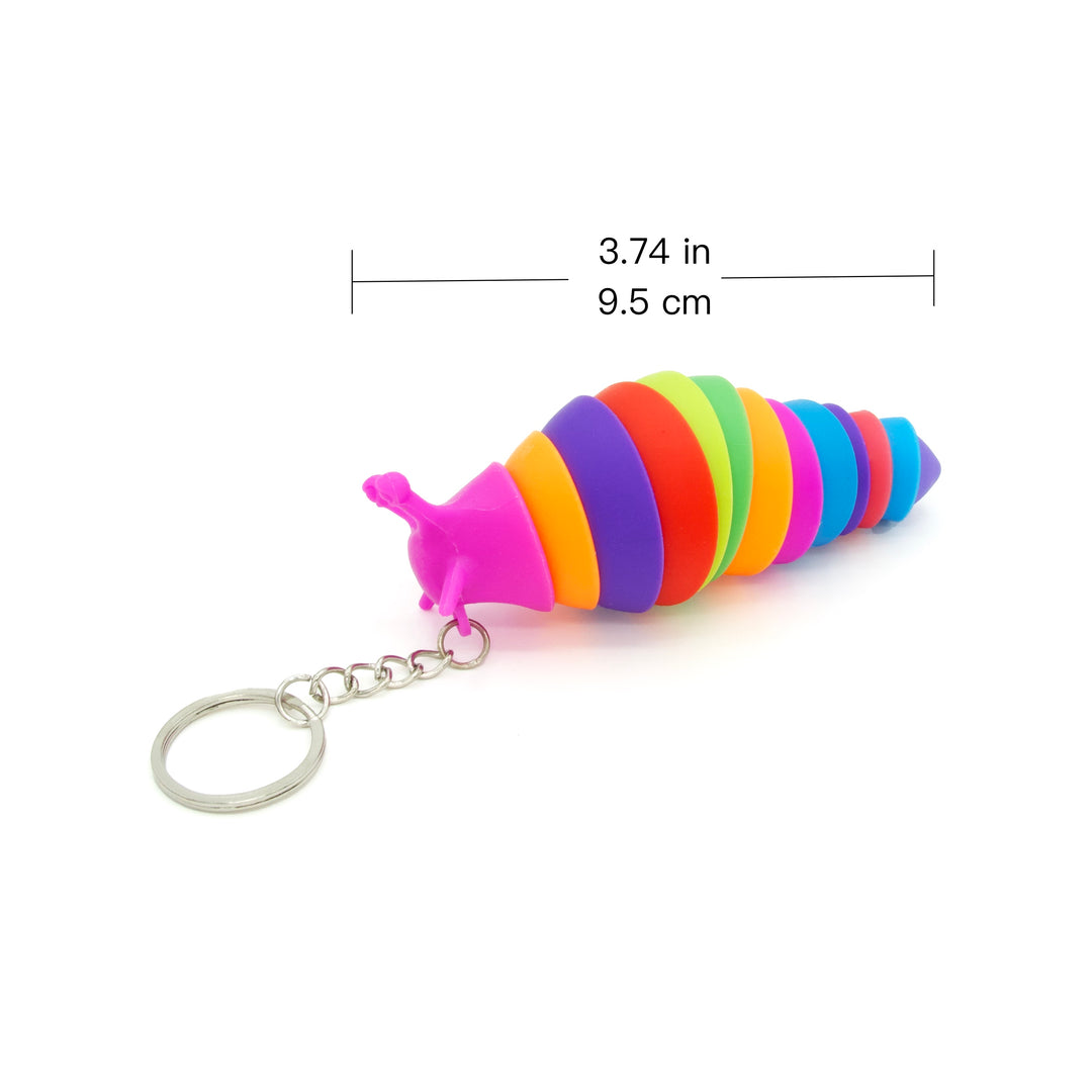 12-Piece Rainbow Caterpillar Silicone Keychain Set - Multifunctional Sensory Toy Keyrings for Wholesale