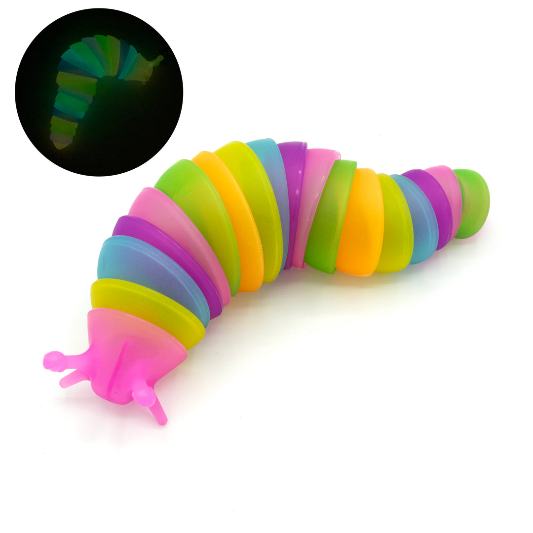 [20220316] 12 piezas de juguete sensorial Fidget Crawler Slug que brilla en la oscuridad