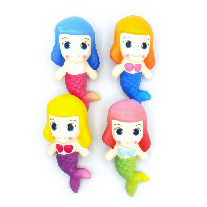 #10089 12Pcs  Mermaid Soft Slow Rising Squeeze Toys - Four Vibrant Colors, Individually Packaged for Fun and Stress Relief