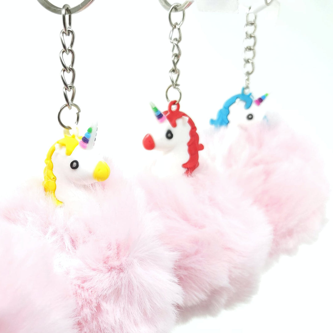 🦄✨ Fluffy Unicorn Charm Keychains - 12 Pack, Magical Fashion Accessory, Soft Plush Design, Ideal for Kids & Tweens